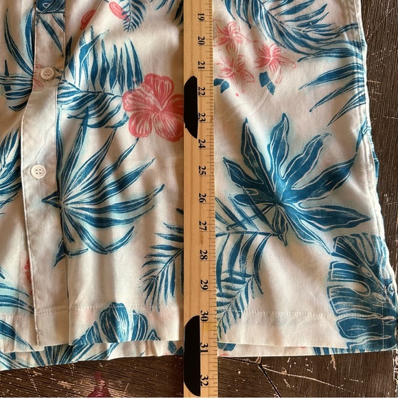 Reel Life 2XL Tropical Floral Hibiscus Button Down Shirt - Teal/Salmon - Picture 5 of 8